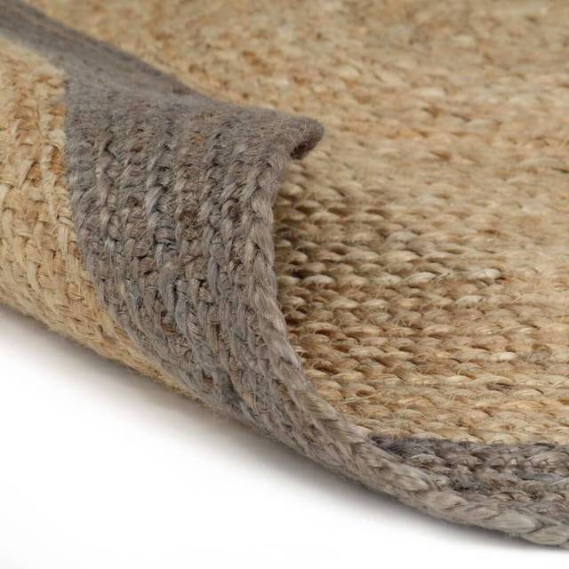 vidaXL Handmade Rug Jute with Grey Border 210 cm - Brown