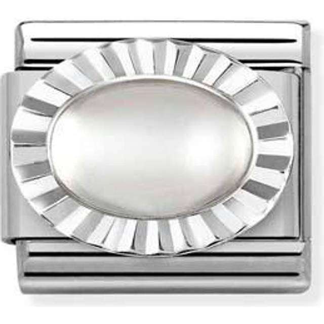 Nomination Classic Silver &amp; Diamond Oval Moonstone Sparkly &amp; S