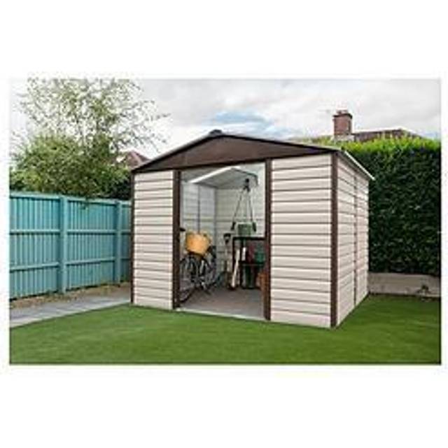 Yardmaster Shiplap 108TBSL Metal Shed 2.85 x 2.26m - Stone Grey & Brown
