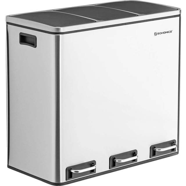 3 Compartments Dustbin, Silver