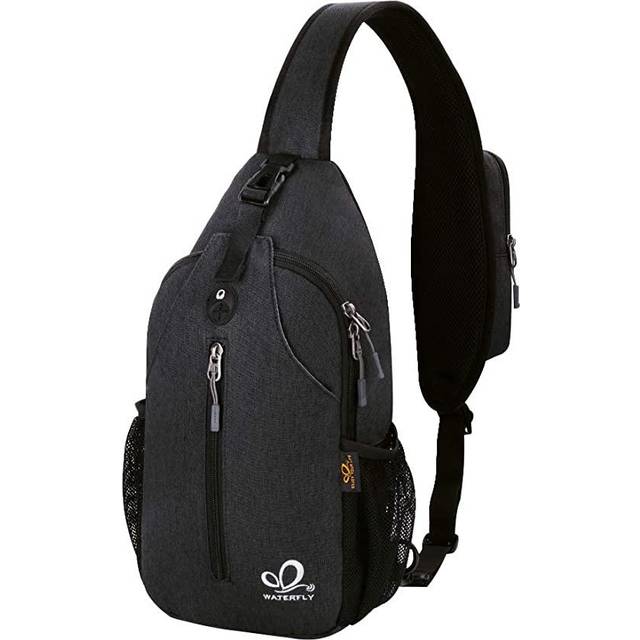 Waterfly Crossbody Sling Backpack Sling Bag Travel Hiking Chest Bag Daypack (Black)