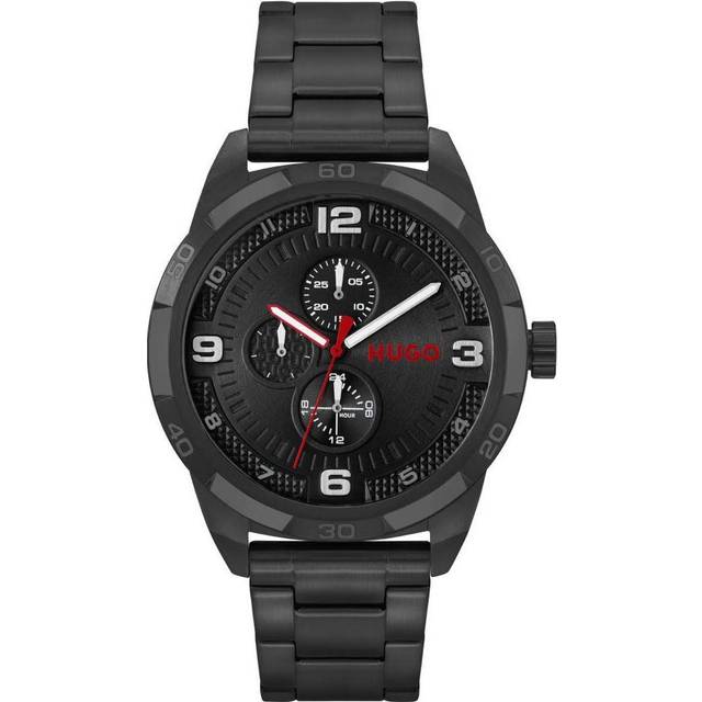 HUGO Grip Men's Black Ion Plated Bracelet Watch
