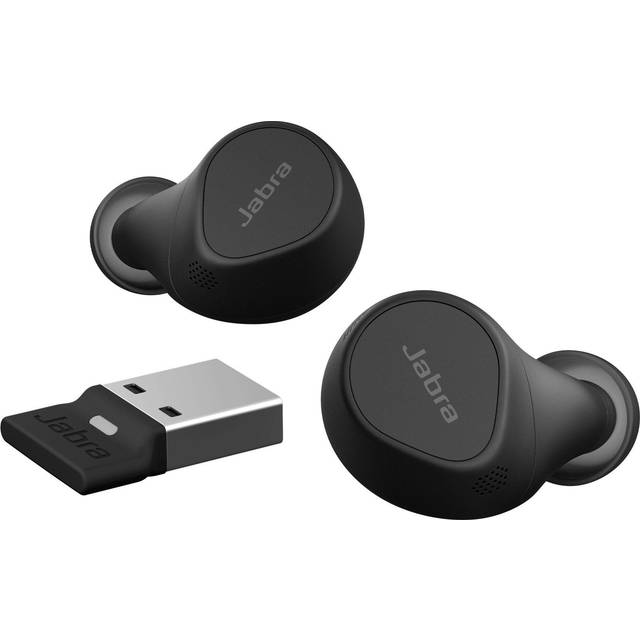 Jabra Evolve2 Buds True Wireless In-Ear Bluetooth-hörlurar med aktiv brusreducering (ANC) och 4-mic MultiSensor Voice-teknik - Microsoft Teams-certifierade, fungerar med alla andra mötesappar - svart