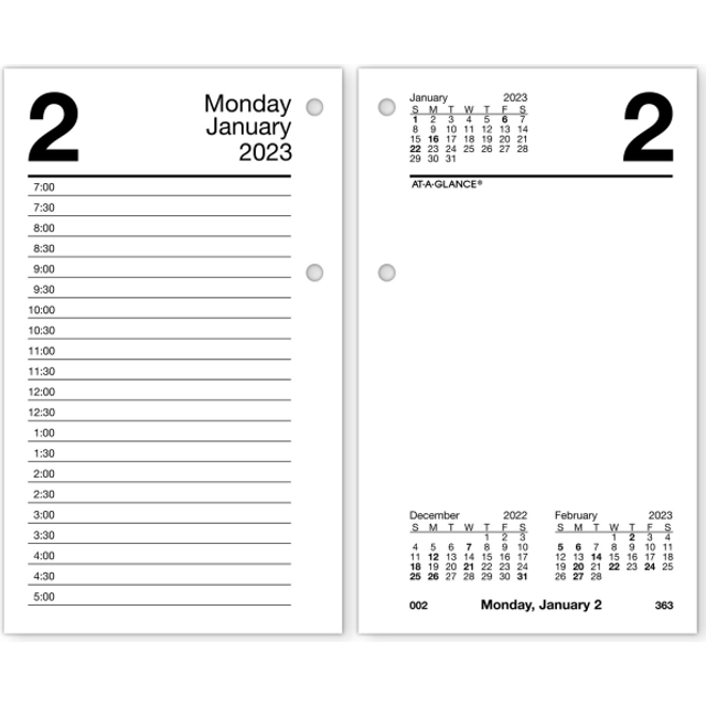 "2023 Daily Desk Calendar Refill, 3-1/2"" x 6"", Loose Leaf, Monthly Tabs (E717T50), E717T5023, Black"