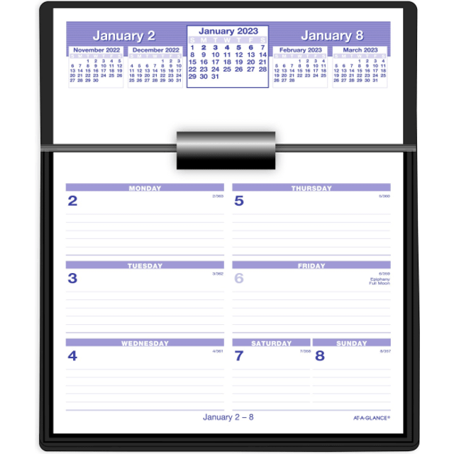AT-A-GLANCE 2023 Skrivbordskalender och bas, Flip-A-vecka, 5-1/2 tum x 17,8 cm, Komplett set, sidor inkluderade (SW700X00)