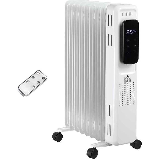 Homcom 2000w Oil Filled Radiator Heater W/ 3 Heat Settings Remote Control White