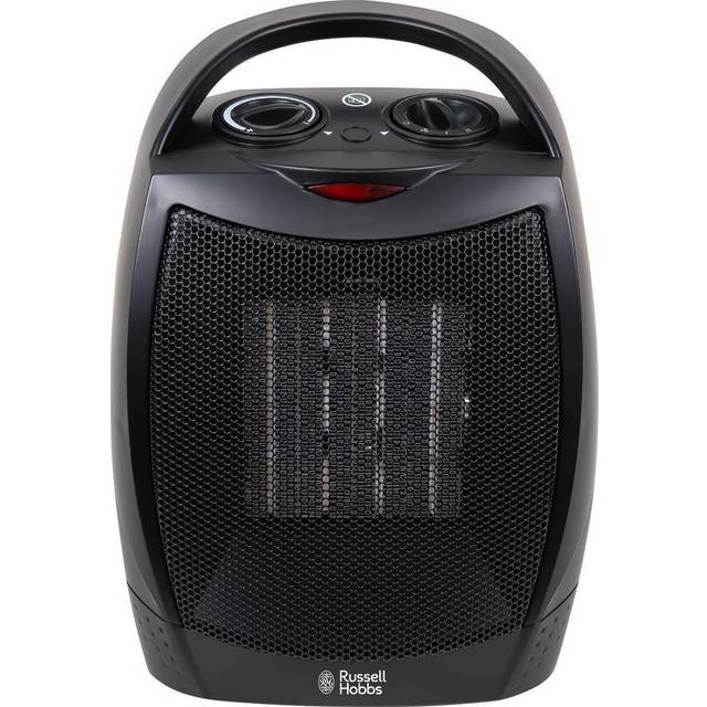 Russell Hobbs RHFH1006B Black 1.5kW Portable Upright Ceramic Fan Heater with 2 Heat Settings & Overheat Protection, 15m2 Room Size, 2 Year Guaran