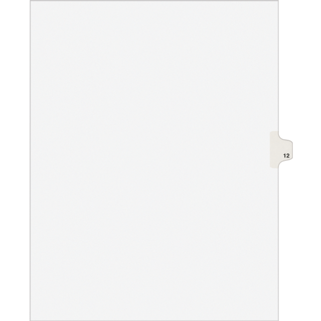 Avery Legal Exhibit Tab Dividers  Tab Title: 12  White  Letter  25/Pack (11922)