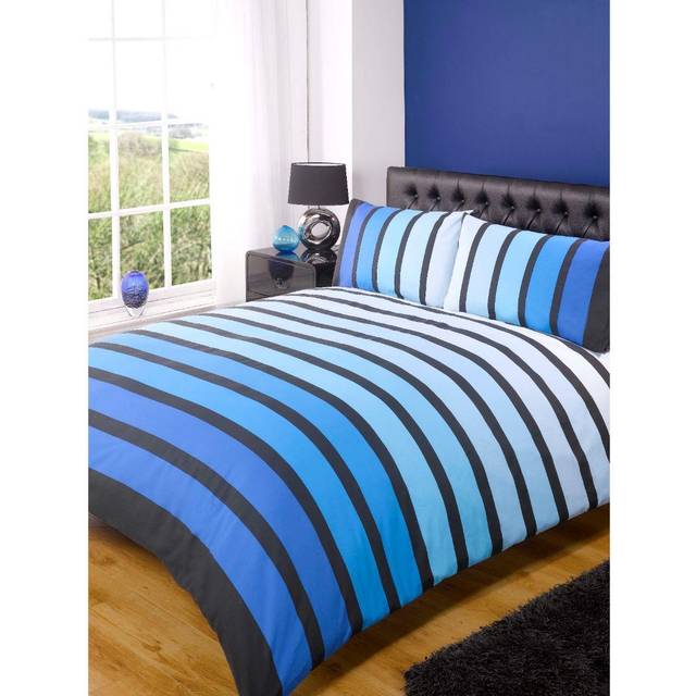 Rapport Home Furnishings King Soho Stripe Duvet Set Blue, Blue