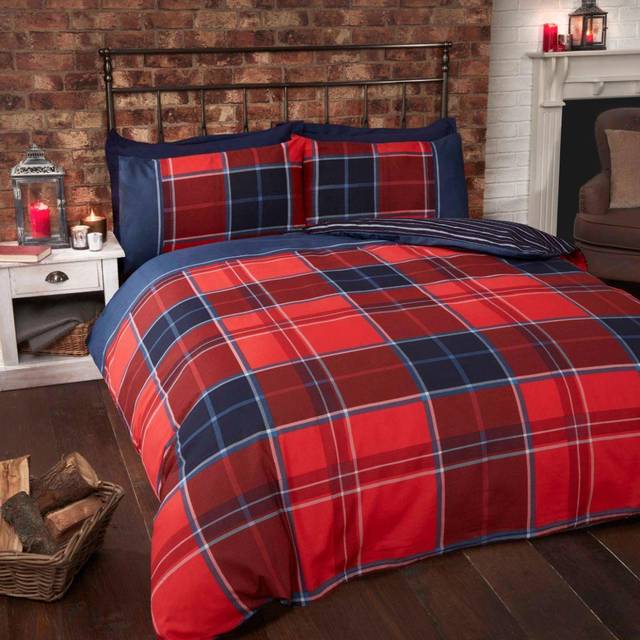 Rapport Home Argyle King Size Red Duvet Set