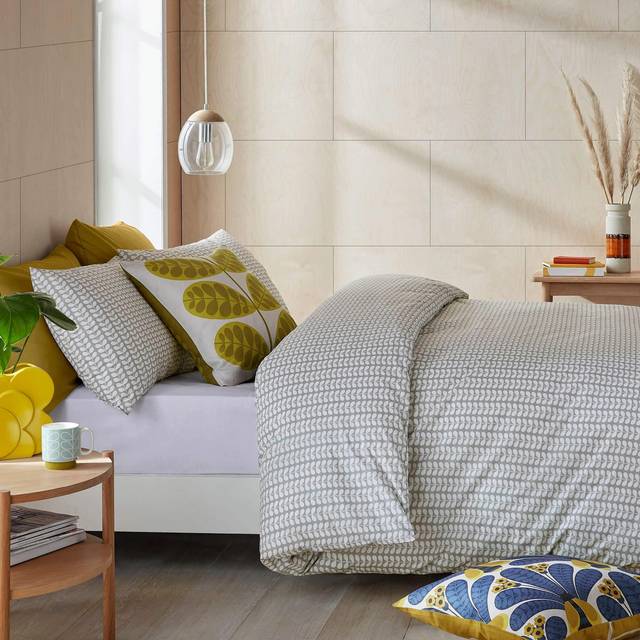 Orla Kiely Tiny Stem Duvet Cover Bedding Set Light Cool Grey