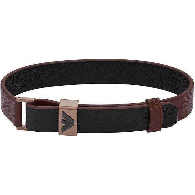 Emporio Armani Armband För Män Essential, Längd: 275mm, Bredd: 14.4mm Svart, Brunt Rostfritt Stål Armband, EGS2936200, Mörkbrun