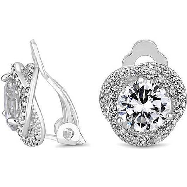 Silver Crystal Halo Clip On Stud Earrings - One Size