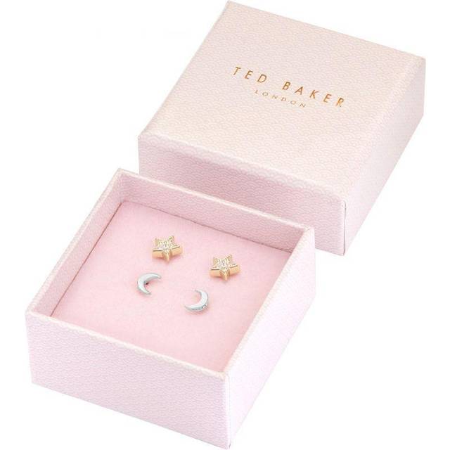 Ted Baker Moanny Two Tone Pave Star & Crescent Moon Stud Earring Set TBJ2621-23-02 - Two Colour