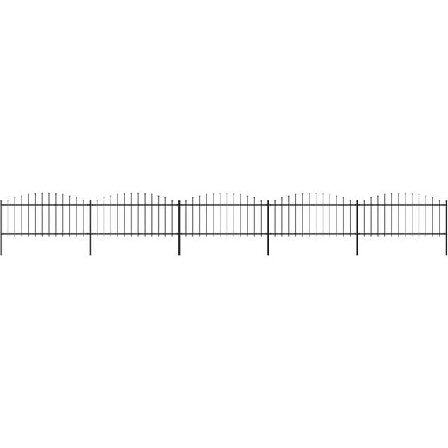 vidaXL Garden Fence with Spear Top Steel (0.5-0.75)x8.5 m Black