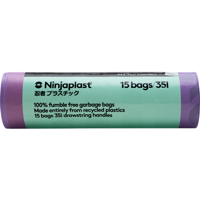 Ninjaplast Avfallspåsar av återvunnen plast 35 L 15-pack