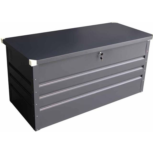 Charles Bentley Garden Metal Storage Chest With Lock, Grey