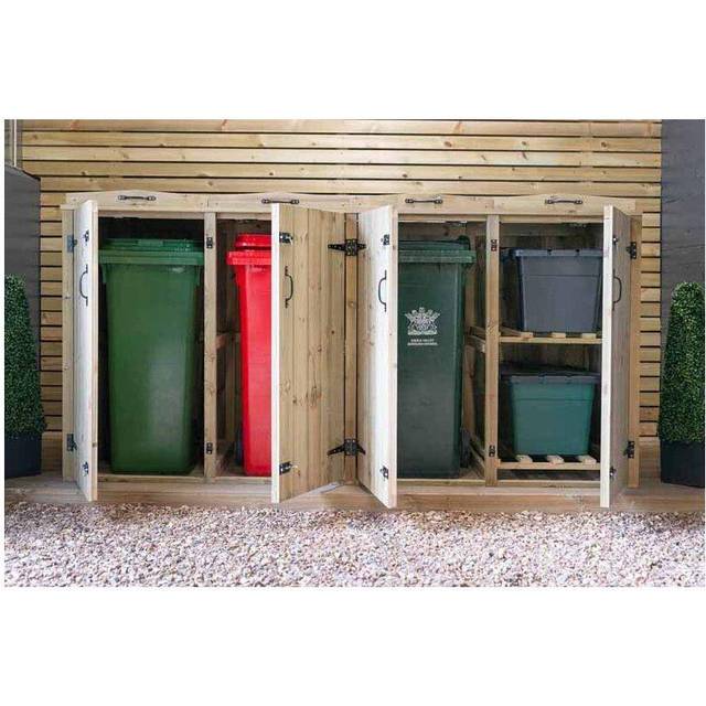 Chatburn 3 Wheelie Bin/2 Recycle Box Store - L80.4 x W273 x H120 cm - Fits 3 x 180L or 3 x 240L Wheelie Bins & 2 x Recycle Boxes