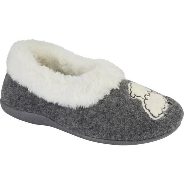 Sleepers Womens/Ladies Sheep Faux Fur Slippers (Grey)