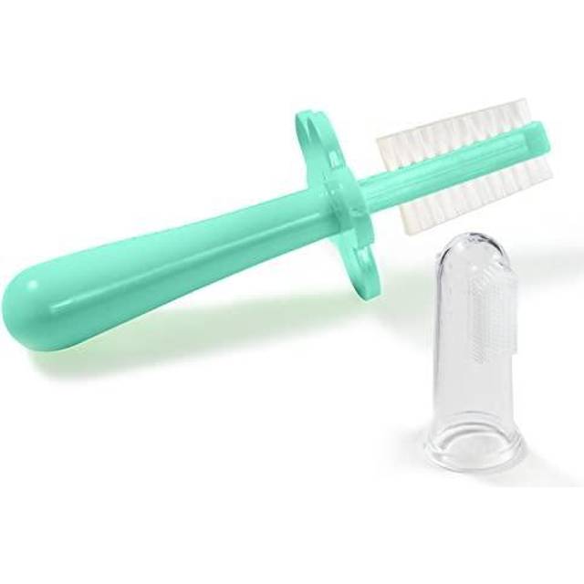 Grabease Dubbelsidig Tandborste - Tränings Första Tandborste för Spädbarn, Småbarn och Baby - BPA-fri och Ftalatfri - 1 Pack Mint 12 Månader och Uppåt