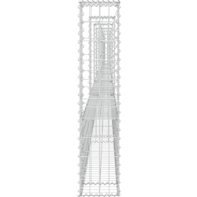 vidaXL U-shape Gabion Basket with 7 Posts Iron 740x20x100 cm - Silver