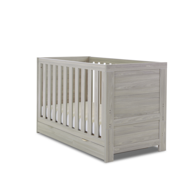 Obaby Nika Mini Cot Bed - Grey Wash - With Drawer
