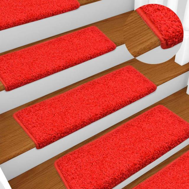 vidaXL Stair Mats 10 pcs 65x21x4 cm Red