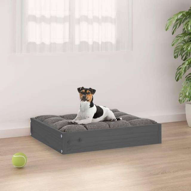 vidaXL Solid Wood Pine Dog Bed Grey 51.5x44x9 cm Wooden Pet Sofa Dog Couch