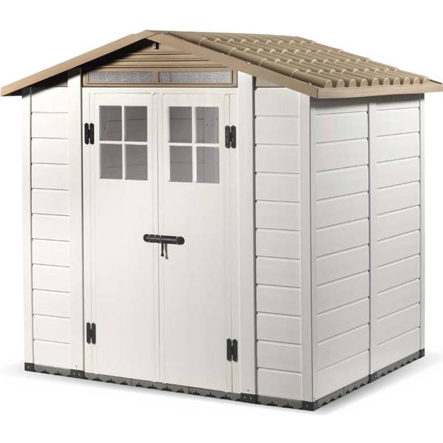 Shire Tuscany EVO 200 Double Door Plastic Shed - Cream & Brown