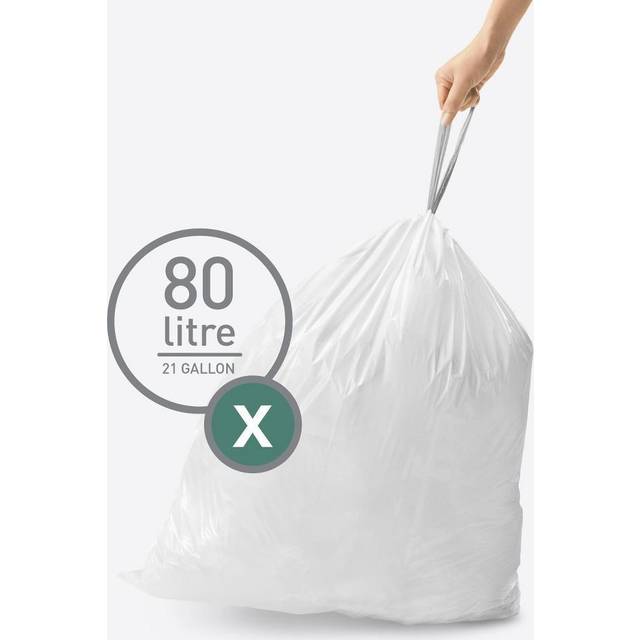 simplehuman code X custom Fit Drawstring Trash Bags  200 count  30 Liter  8 gallon  White