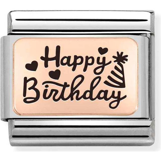 Nomination Classic Rose Gold Happy Birthday in Italics Birthday &amp;