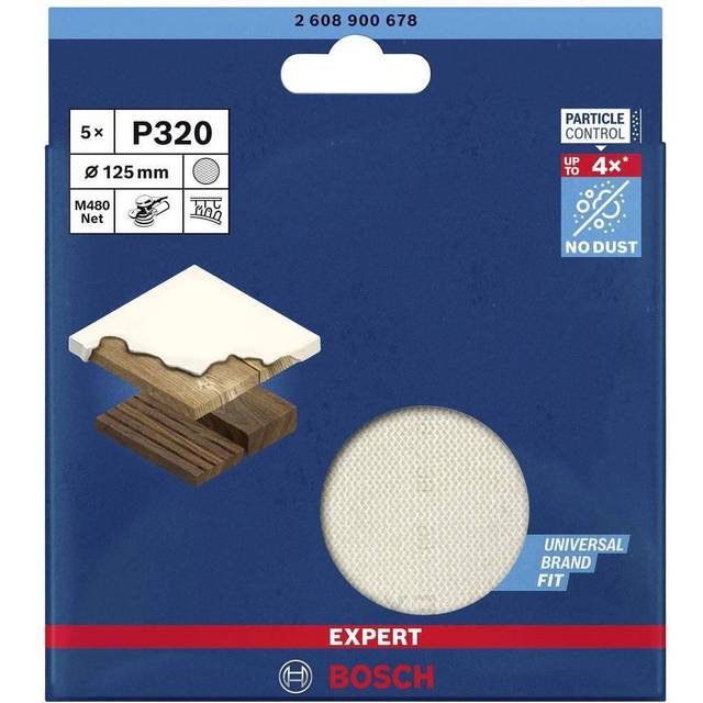 Bosch Expert M480 125mm Net Abrasive Sanding Disc 125mm 320g Pack of 5
