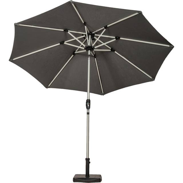 Royalcraft 2.7m Crank and Tilting w/LED Strip Parasol - Grey, Grey