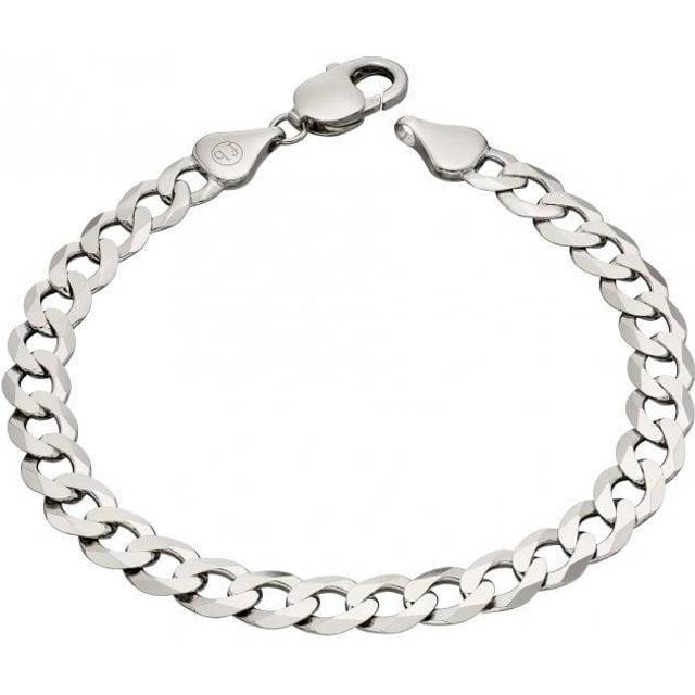 Fred Bennett Silver Diamond Cut Curb Chain Bracelet - silver