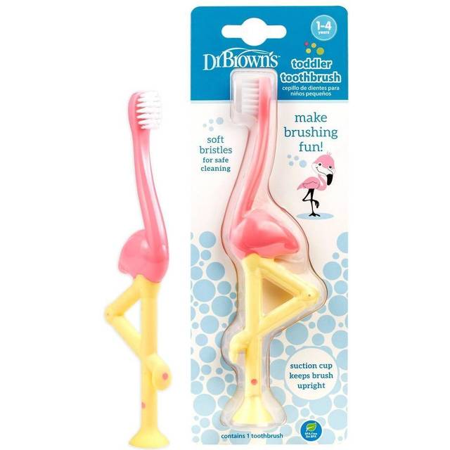 Dr. Brown&#39;s Toddler Toothbrush Flamingo Pink 1-4 Years BPA Free 1 Toothbrush