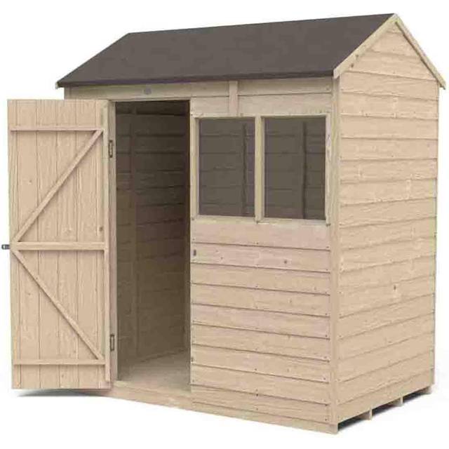 Forest Garden 6x4 Forest 4Life Overlap Reverse Apex Wooden Shed - 6x4 Forest Overlap Reverse Apex Shed - Pressure Treated - Delivery Only