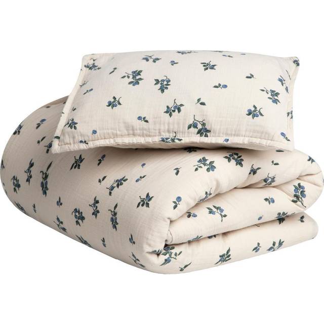 Garbo & Friends - Blueberry Muslin Bäddset 70x80 + 28x35 Cm - Sand