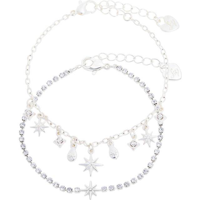 Lipsy Silver Coloured Crystal Celestial Bracelet - Set of 2