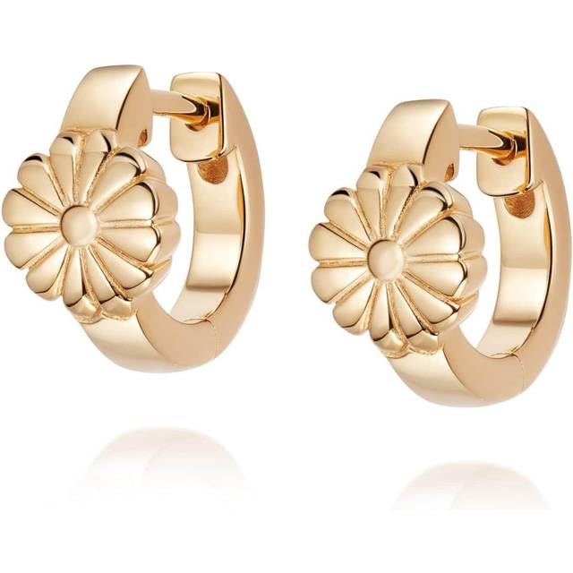 Daisy Bloom Huggie Ear 18ct Gold Plated Earrings DE01_GP