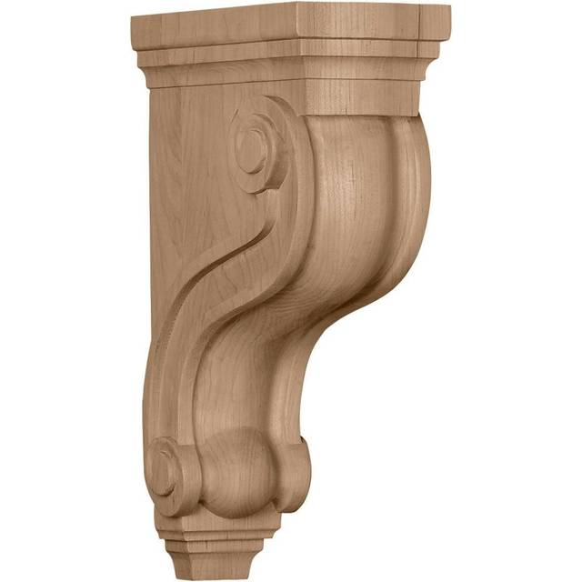 Ekena Millwork COR03X08X13TSRW Boston Traditional Scroll Wood Corbels  3 7/8W x 8D x 13H  Rubberwood