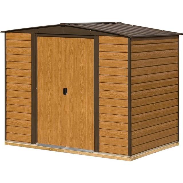 Rowlinson Garden Products 8x6 Rowlinson Woodvale Metal Shed - 8 x 6 Woodvale 2530mm x 1810mm - Front Width Door Side x Depth with Floor