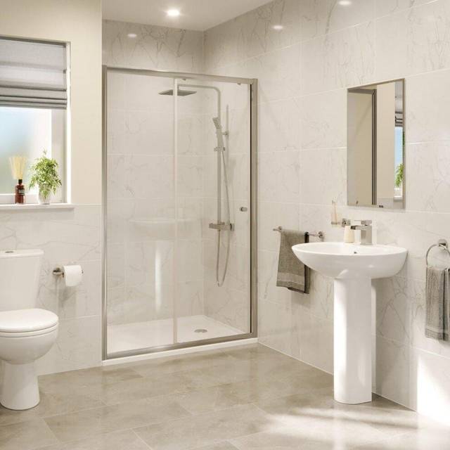 Hydrolux Sliding Shower Door 1200x1850mm Framed 4mm Safety Glass Reversible