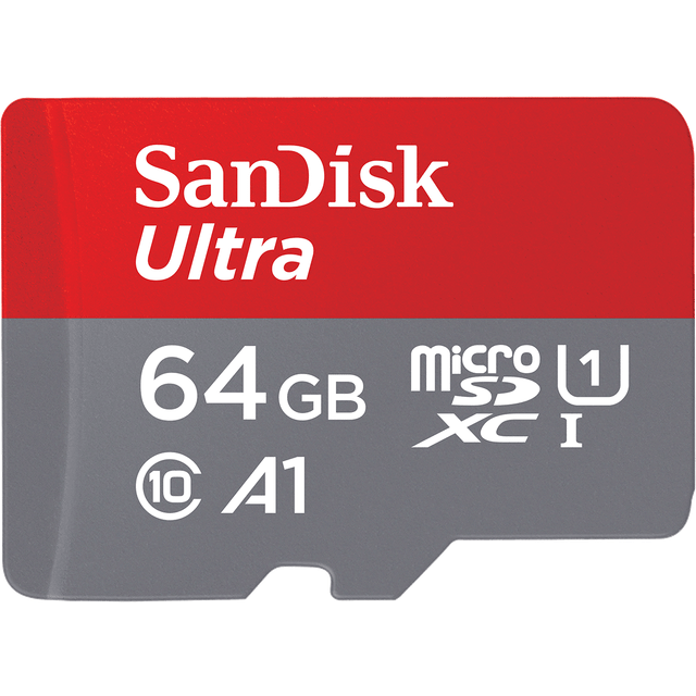SanDisk Ultra 64GB microSDXC kort + SD-adapter, för Android-smartphones och surfplattor, upp till 140 MB/s, med A1 App Prestanda, UHS-I, Kort 10, U1