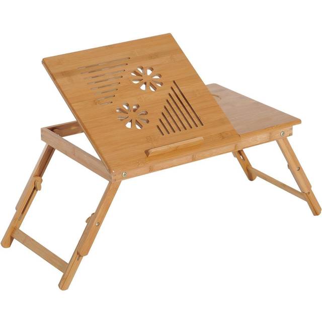 HOMCOM Foldable Laptop Desk Portable Bamboo Laptop Desk with Drawer Aosom UK