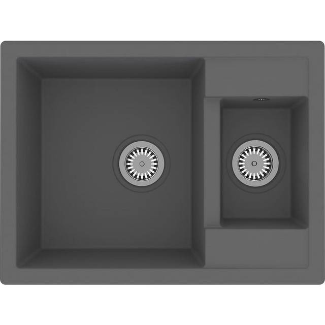 vidaXL Kitchen Sink with Overflow Hole Double Basins Grey Granite, Grey