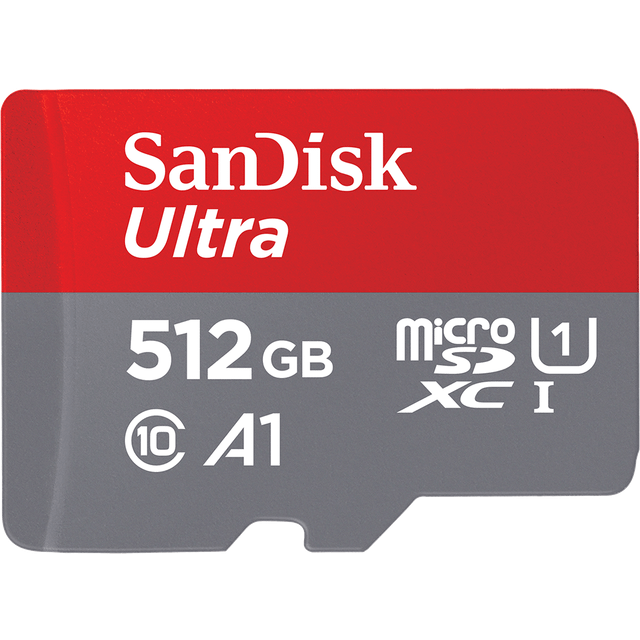 SanDisk 512GB Ultra microSDXC card + SD adapter up to 150 MB/s with A1 App Performance UHS-I Class 10 U1