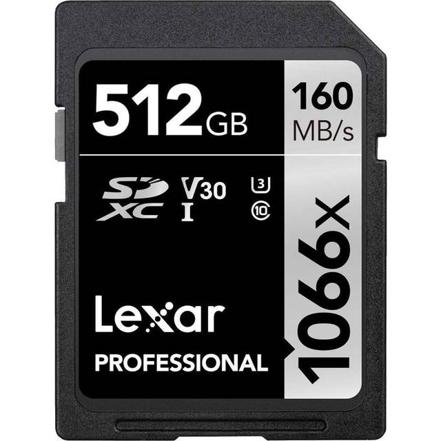 Lexar 512GB Professional 1066x SDXC Memory Card  UHS-I  C10  U3  V30  Full-HD & 4K Video  Up To 160MB/s Read  for DSLR and Mirrorless Camera