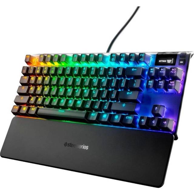 SteelSeries Apex 7 TKL - Mekaniskt gamingtangentbord – OLED Smart Display – USB-genomkoppling och mediakontroller – RGB LED-bakgrundsbelyst - Röda reglage - Amerikansk QWERTY Layout