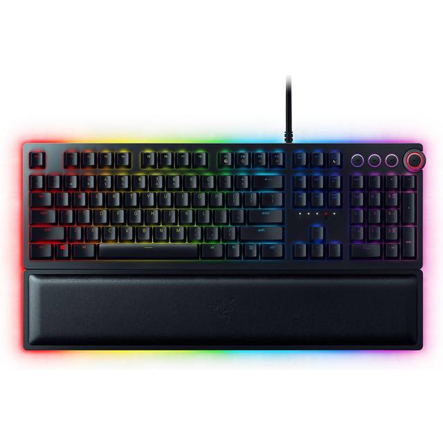 Razer Huntsman Elite Opto-Mechanical Gaming Keyboard with Wrist Rest and Media Keys - Clicky Optical Switch - Chroma RGB Lighting - US Layout