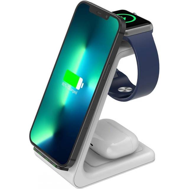 3-in-1 TrÃ¥dlÃ¶s laddare iPhone, Apple Watch, AirPods AK03 - Svart